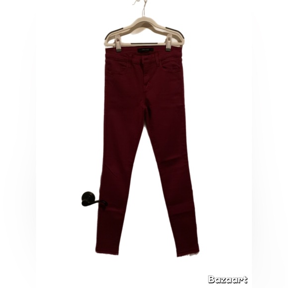 Worn once! J BRAND Photo Ready Deep Plum Skinny Jeans Raw Hem Perfect condition - Picture 13 of 15